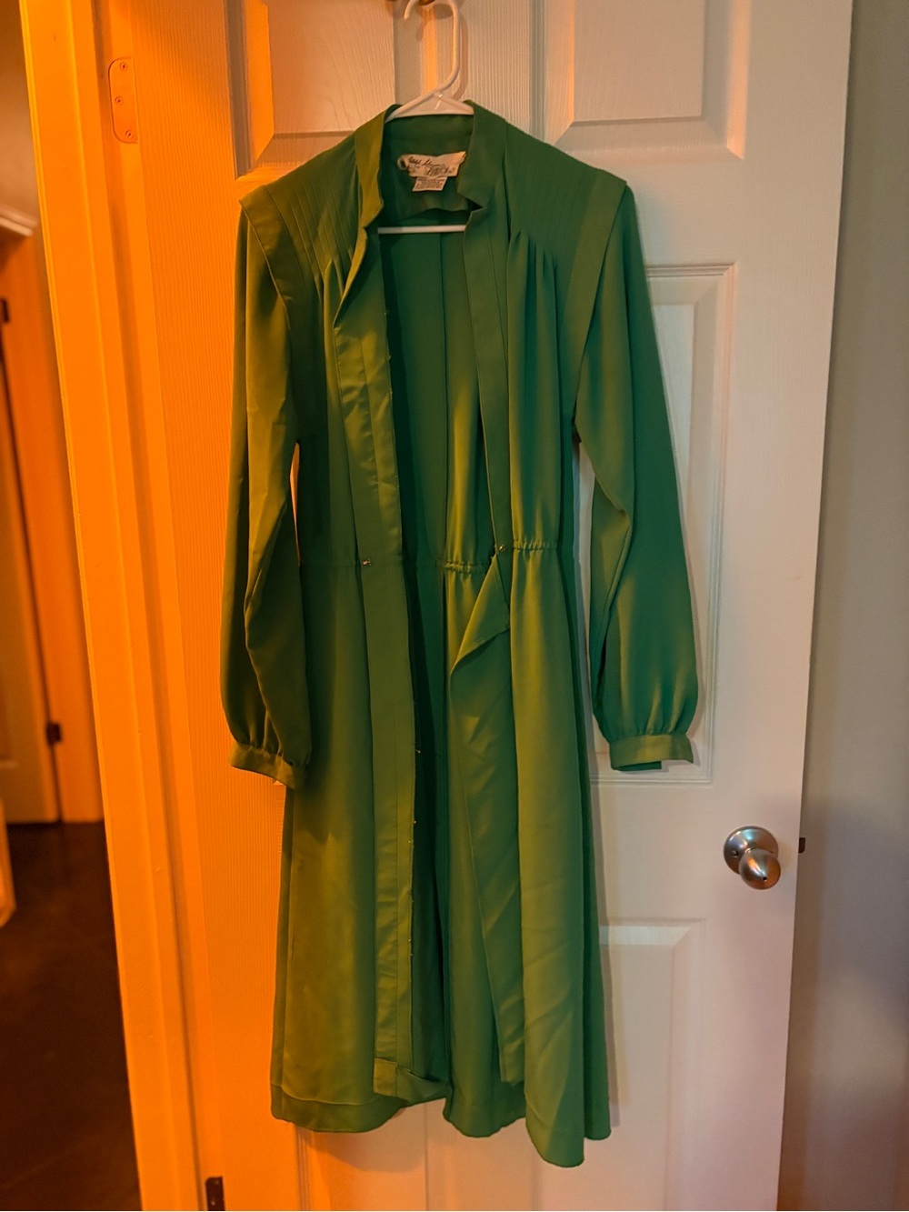 Green Women's Long Sleeve Dress Coat